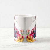 3Dハッピーマザーズデイオウムと花 コーヒーマグカップ (中央)