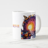 3Dハロウィンカボチャ神秘的トンネル ジャンボコーヒーマグカップ (正面右)