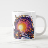 3Dハロウィンカボチャ神秘的トンネル ジャンボコーヒーマグカップ (右)