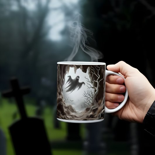 3Dハロウィン不気味幽霊インアケーブデザイン コーヒーマグカップ