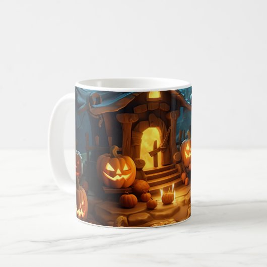 3Dハロウィン・パンプキンお化け屋敷 コーヒーマグカップ (正面左)
