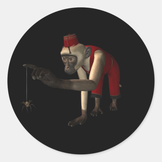 3Dハーディガーディモンキー&スパイダー – カラー ラウンドシール (正面)