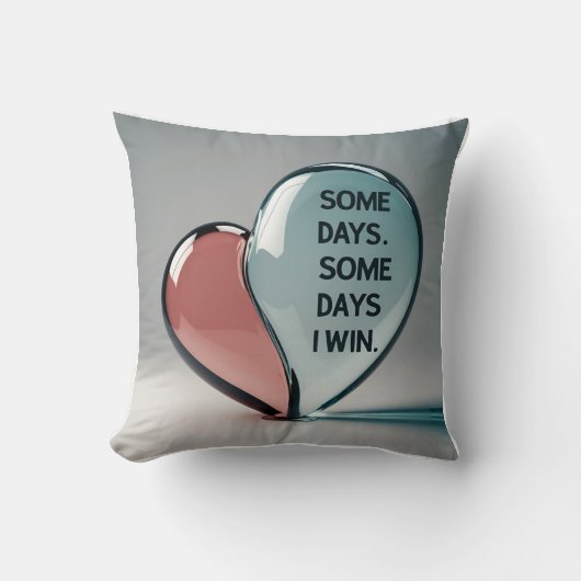 3Dハートと涙の融合：情動変態 クッション (正面)