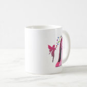 3Dハートを持つピンクの小剣そして妖精 コーヒーマグカップ (正面右)