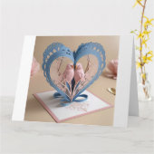 3Dハート型グリーティングカード(鳥付き) カード (黄色い花)