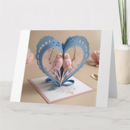 3Dハート型グリーティングカード(鳥付き) カード