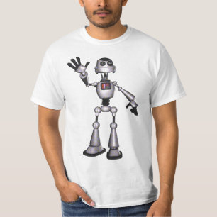 3Dハーフトーンにサイファイのロボット人の振ること Tシャツ
