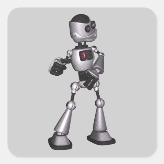 ♪♫♪ 3DハーフトーンSci-Fiロボットガイ踊り スクエアシール (正面)