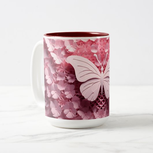 3Dバタフライコーヒーマグとスタイルで飲む ツートーンマグカップ (正面左)