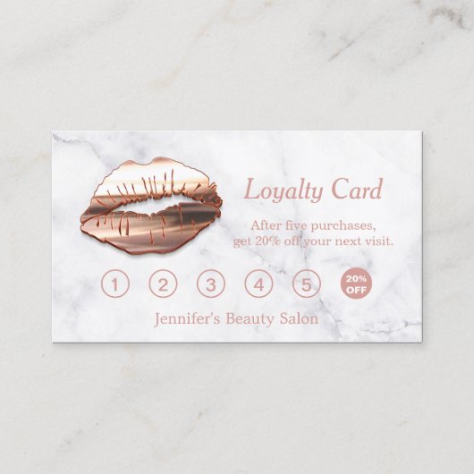 3Dバラ金ゴールドリップメイクアップサロン大理石ロイヤリティカード ロイヤリティカード (正面)