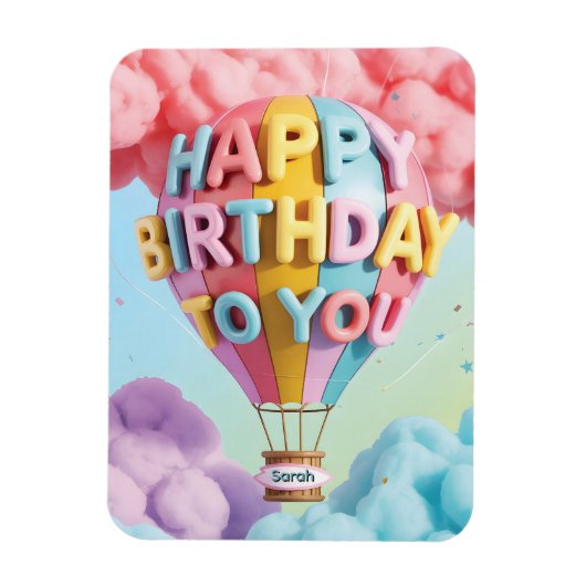 3Dバルーンで"Happy Birthday" お祝い マグネット (縦)