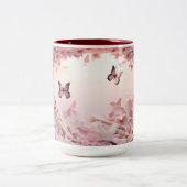3Dパエレガントステルピンクバタフライコーヒーマグ ツートーンマグカップ (中央)