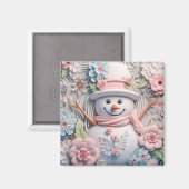 3Dパステルクリスマス雪だるま マグネット (正面/裏面)
