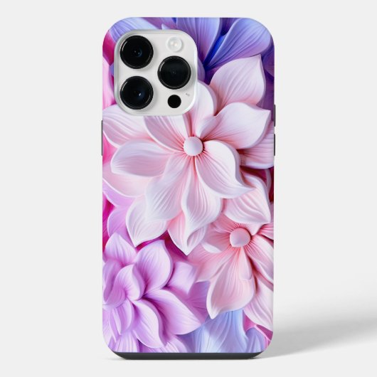 3Dパステルフラワーパターン iPhoneケース (裏面)