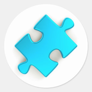 3Dパズルピース（メタリックブルー） ラウンドシール