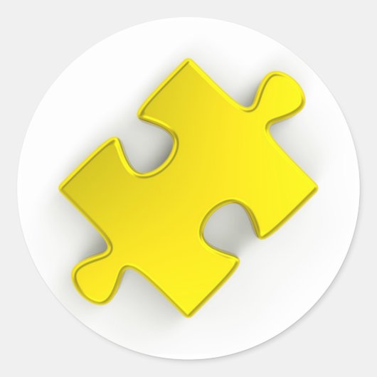 3Dパズルピース(金属金ゴールド) ラウンドシール (正面)