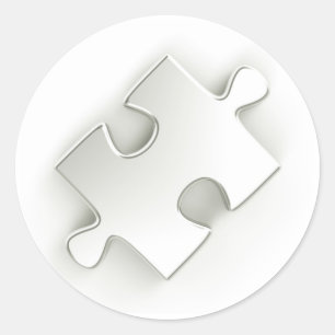 3Dパズルピース（金属銀） ラウンドシール