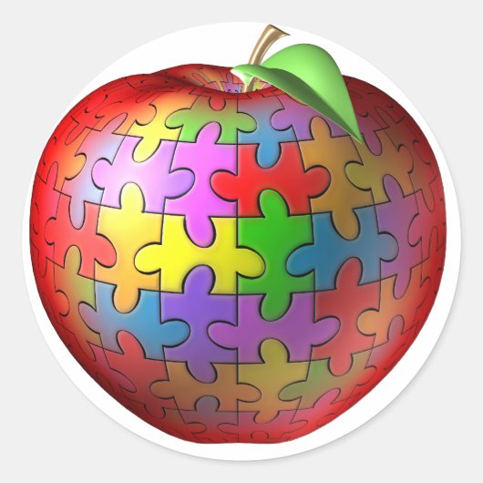 3DパズルApple ラウンドシール (正面)