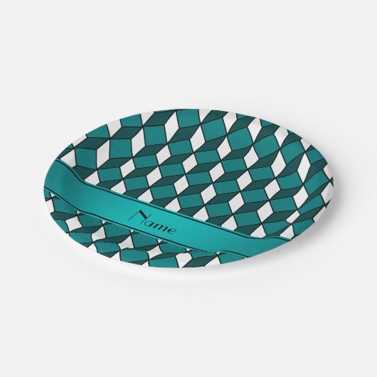 3dパーソナライズされたターコイズマス ペーパープレート (アングル)
