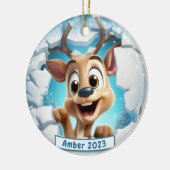 3Dパーソナライズされたブレイクアウトトインデーサクリスマス セラミックオーナメント (左)