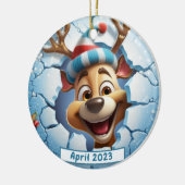 3Dパーソナライズされたブレイクアウトトインデーサクリスマス セラミックオーナメント (左)