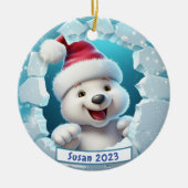 3Dパーソナライズされたブレイクアウトポーラベアクリスマス セラミックオーナメント (正面)
