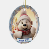 3Dパーソナライズされたブレイクアウトポーラベアクリスマス セラミックオーナメント (右)