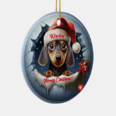 3Dパーソナライズされたルックダシュントとサンタハット セラミックオーナメント (右)