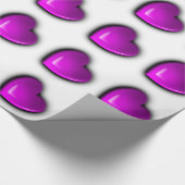 3Dパープルハートバレンタインデー結婚のギフトラップ ラッピングペーパー (角)