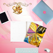 3Dパープル金ゴールドフラワーモノグラム液化抽象芸術 プランナー手帳