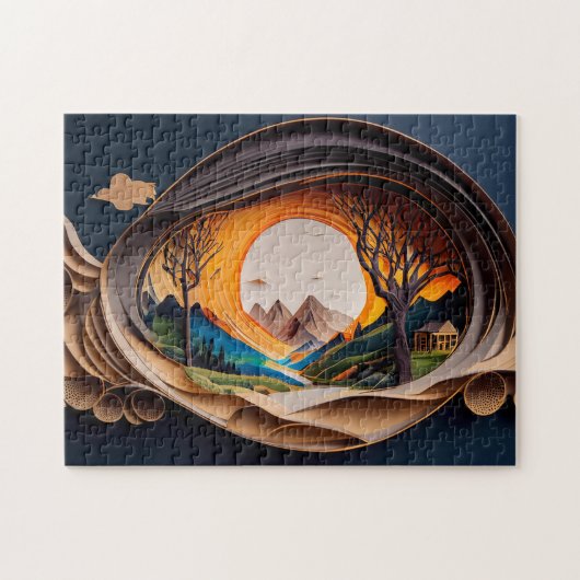 3Dビジュアルマウンテンズアートオートステレオコピー紙アート ジグソーパズル (横)