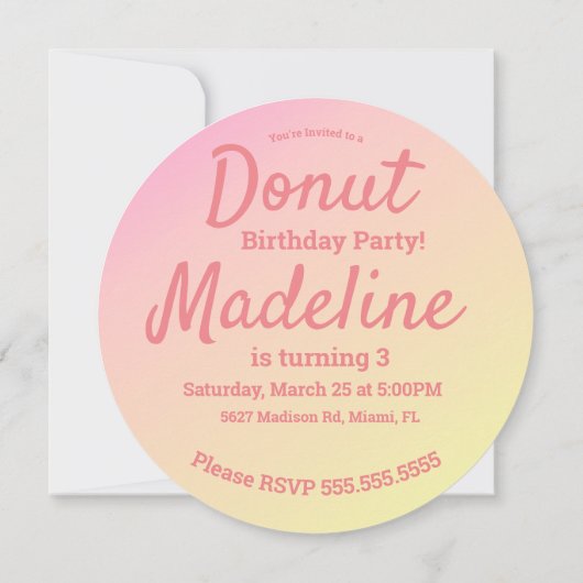 3Dピグラデーションンクハートドーナツ旋回 招待状 (裏面)