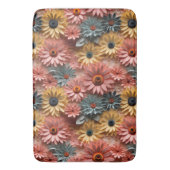 3dピンクとブルーのデイジーバスマット バスマット (正面縦)