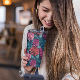 3Dピンクとブルーのフローラ タンブラー