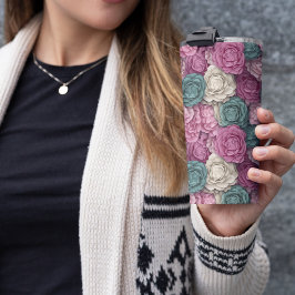 3Dピンクとブルーのフローラ タンブラー