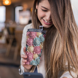 3Dピンクとブルーのフローラ タンブラー