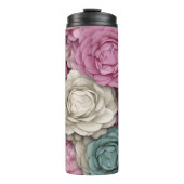 3Dピンクとブルーのフローラ タンブラー (正面)