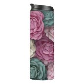 3Dピンクとブルーのフローラ タンブラー (回転右)