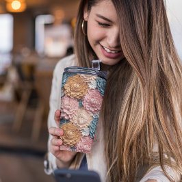 3Dピンクと青の植物学フローラ タンブラー