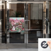 3Dピンクのクリスマスウィンドウ ウィンドウサイン (オフィスドア)