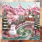 3Dピンクのクリスマスウィンドウ ウィンドウサイン (シート2)