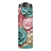 3Dピンクの花とバラ タンブラー (正面)