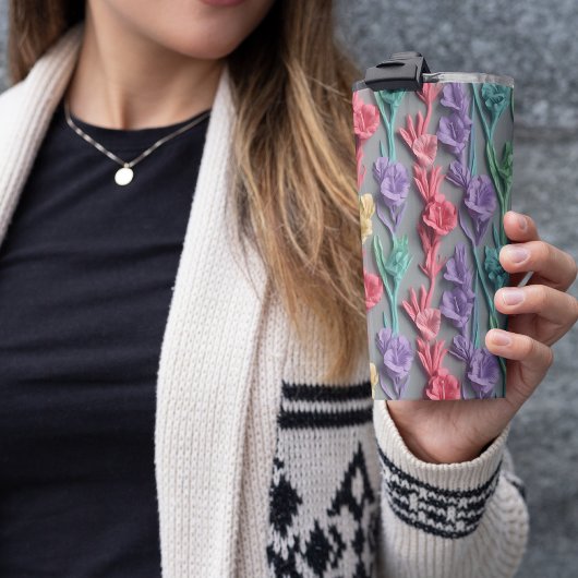 3Dピンクグラジオラスフローラ タンブラー