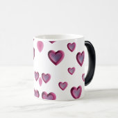 3Dピンクハートパターン – ロマンチック モーフィングマグカップ (正面右)