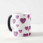 3Dピンクハートパターン – ロマンチック モーフィングマグカップ (正面左)