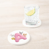 3Dピンクバルーン レターA サンドストーン丸コースター コースター (側面)