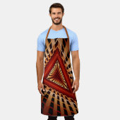 3Dファンタジーネットワークモダンフラクタル図形デザイン エプロン (着用した状態)