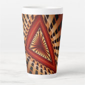 3Dファンタジーネットワークモダンフラクタル図形デザイン カフェラテマグ (正面)