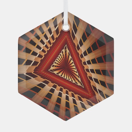 3Dファンタジーネットワークモダンフラクタル図形デザイン ガラスオーナメント (正面)