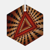 3Dファンタジーネットワークモダンフラクタル図形デザイン ガラスオーナメント (裏面)